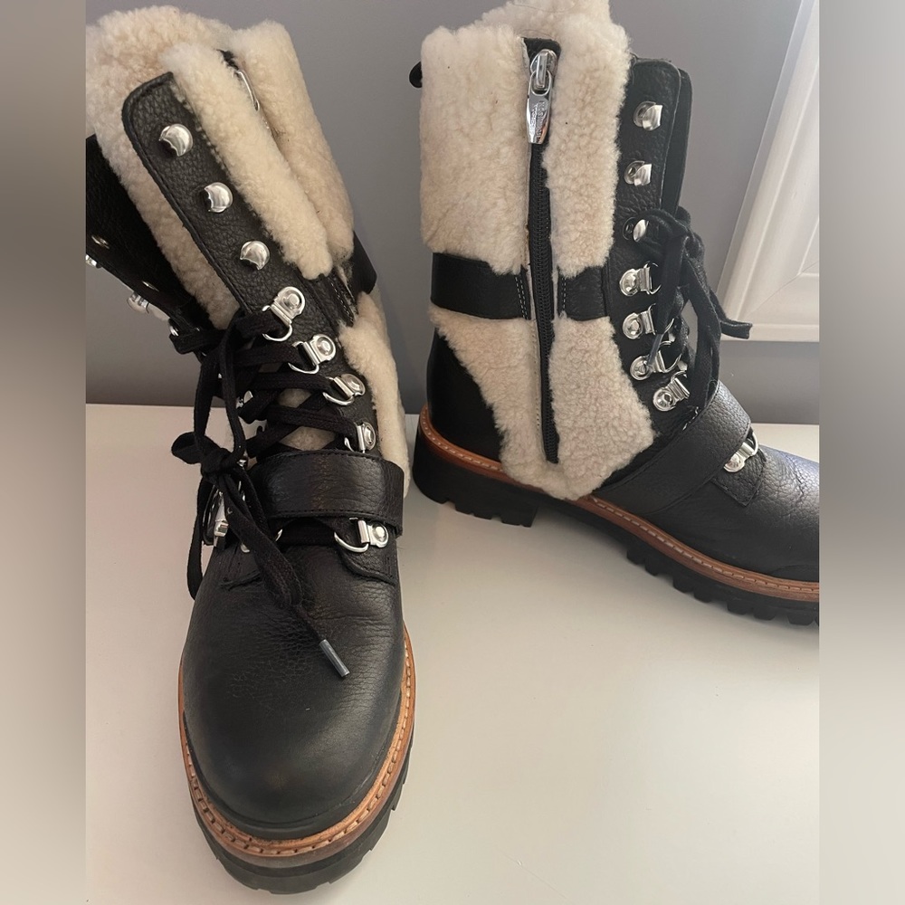 SIGERSON MORRISON LEATHER COMABT BOOT WITH FUR